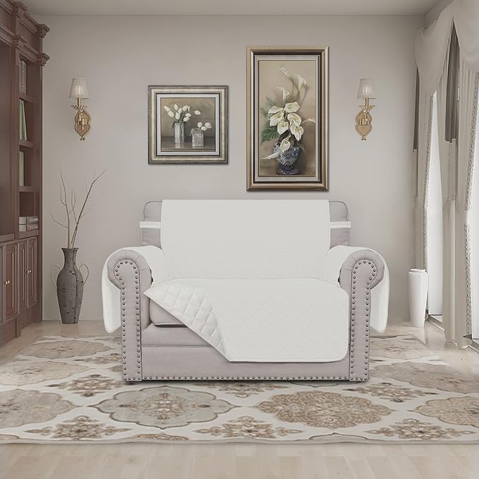 Easy-Going Oversized Chair Sofa Slipcover Reversible Sofa Cover Water Resistant Couch Cover Furniture Protector Cover with Elastic Straps for Pets Dog (Oversized Chair, Ivory/Ivory) | Machine Washable Slipcover For Dogs, Water Resistant Furniture Mat F... - Image 2