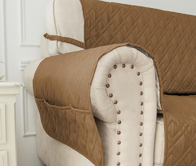 Ameritex Waterproof Nonslip Recliner Cover Stay in Place, Dog Chair Cover Furniture Protector, Ideal Recliner Slipcovers for Pets and Kids (Camel, 23") - Image 6