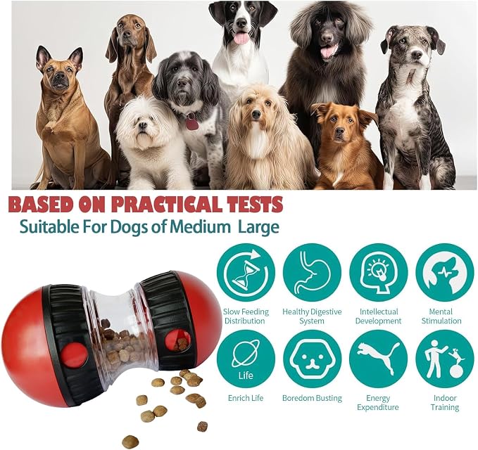 Dog Food Puzzle Toys, Adjustable Dog Treat Dispensing Dogs Toys, Interactive Chase Slow Feeder for Boredom and Stimulating, IQ Training for Medium/Large Dogs - Image 6