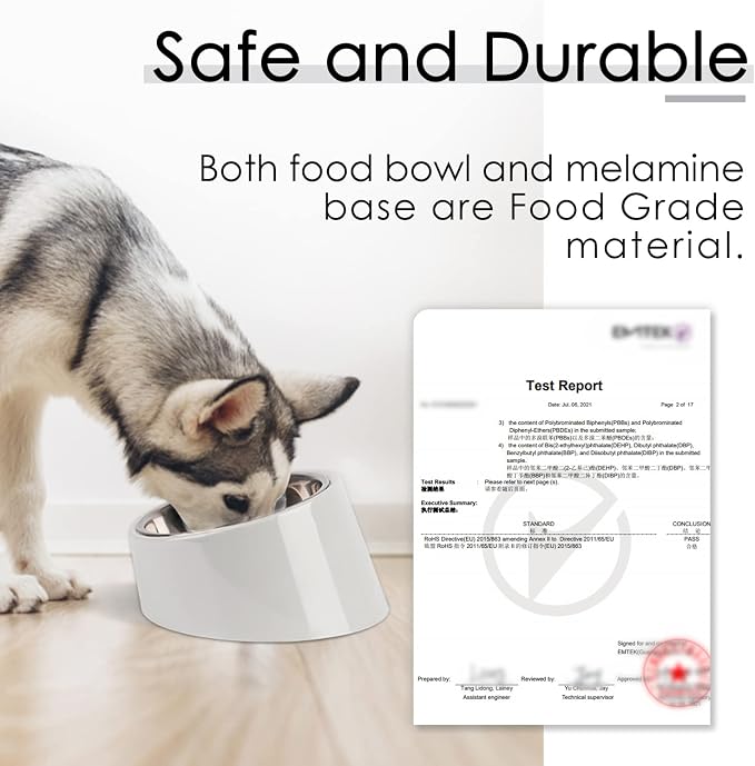 SuperDesign Mess Free 15° Slanted Bowl for Dogs and Cats, Tilted Angle Bulldog Bowl Dog Feeder, Non-Skid & Non-Spill, Easier to Reach Food L/2 Cup Gray - Image 5