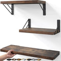 BAYKA Wall Shelves for Bedroom Decor, Floating Shelves for Wall, Display Mounted Rustic Wood Shelf for Books,Plants,Corner Shelves for Bathroom,Kitchen,Living Room(Rustic Brown,Set of 3) by Bayka