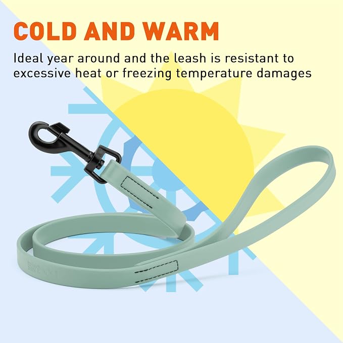Dogline Biothane Waterproof Dog Leash Strong Coated Nylon Webbing with Black Hardware Odor-Proof Easy to Clean High Performance for Small or Large Dogs Made in USA 4 or 6 ft Lead, Sage Green - Image 7