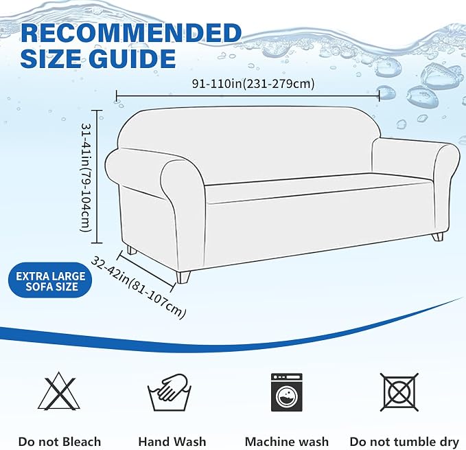 MAXIJIN Waterproof Oversized Couch Cover 4 Seater, 1 Piece Stretch Extra Large Sofa Covers with Non-Slip Elastic Bottom, Washable Furniture Protector for Dogs Pets (X-Large, Navy Blue) - Image 5