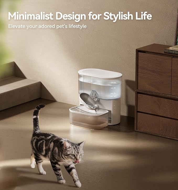 Wireless Cat Water Fountain No Filters, Wastewater Separation, FEELNEEDY Stainless Steel Bowl, 3.5L Pet Water Fountain for Cats & Dogs Dispenser, White - Image 8