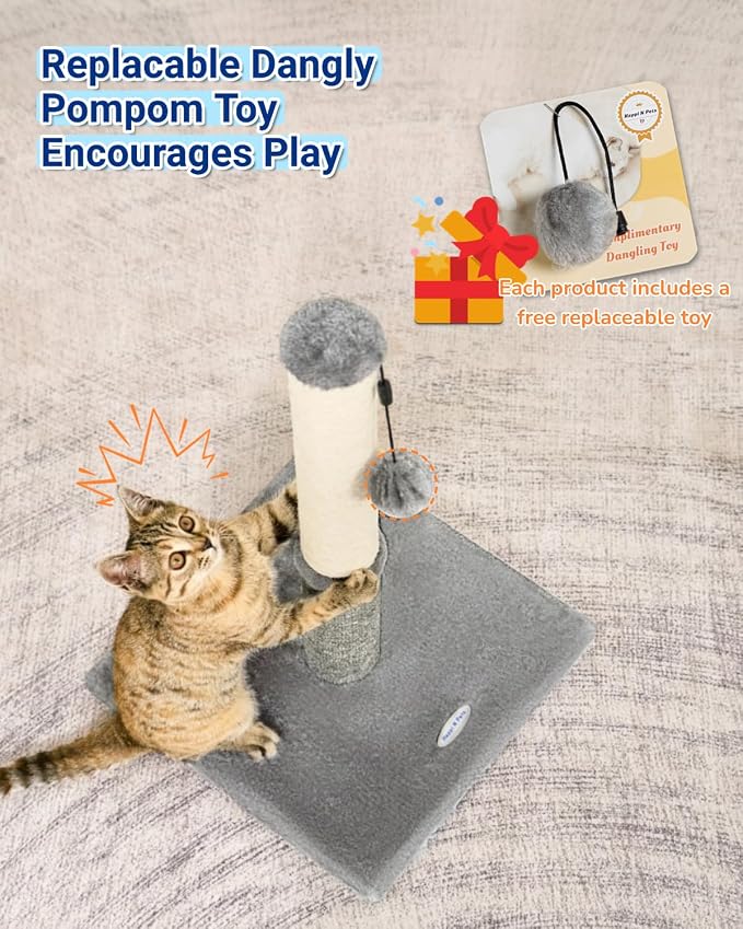 Cat Scratching Post, Cat Scratchers for Indoor Cats, with Toys | For Kitten & Medium Cats, Sisal & Carpet In One For Various Scratching Needs, Solid Structure, Extra Free Toy, Light Gray - Image 5