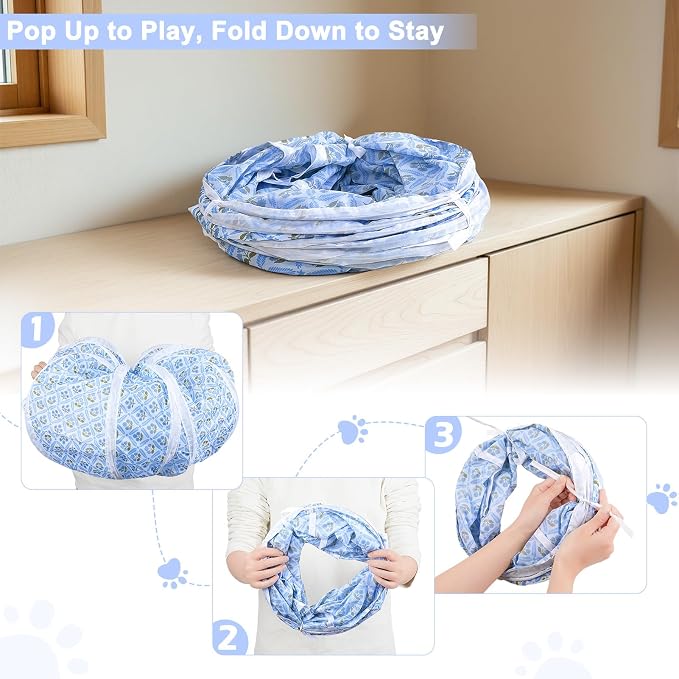 Glittme S-Shape Cat Tunnel, Foldable Cat Tunnels for Indoor Cats | Interactive Bunny Tunnel And Cat Tubes With Crinkle Sounds. Ideal For Kittens, Ferrets And Small Pets To Hide, Play Or Rest - Image 5