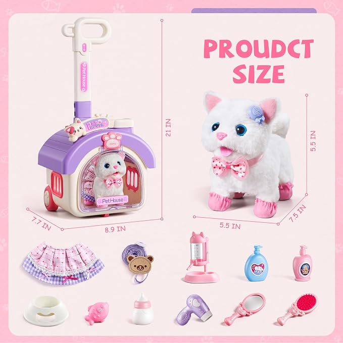 Cat Toys for Kids Girls, Interactive Robot Cat Toy for Girl 4 5 6 7 8 Year Old, Dress Up for Little Cat, Pretend Play Toddlers Girl Toy for 5-7 6-8, Ideas Birthday Gifts for Girl 5 Year Old - Image 8