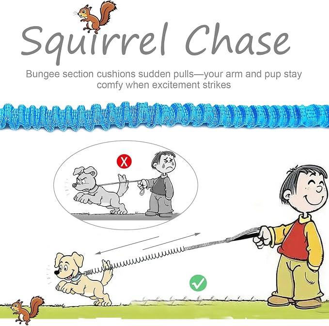 5FT Bungee Dog Leash Shock Absorbing Lightweight Small Medium Dogs | Reflective Nylon Lead- 2cm Wide- Soft Handle- Anti-Pull Training- 6 Colors - Image 5