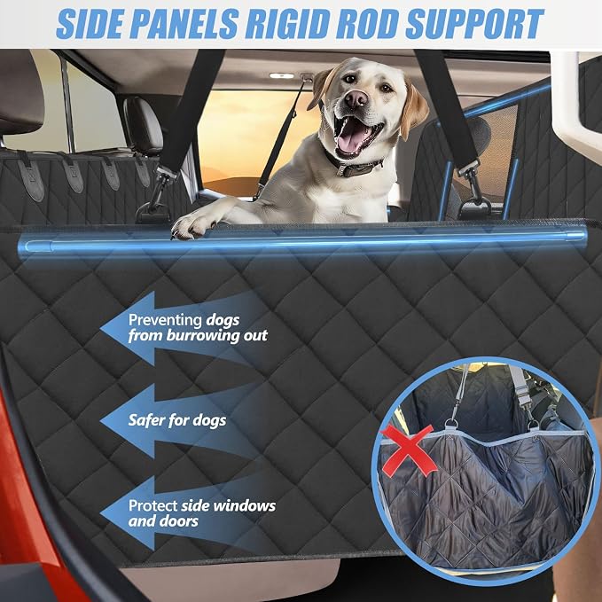 Hard Bottom High Barrier Dog Truck Seat Cover for Crew Cab Trucks | Pet Hammock for F150, RAM1500, Sierra, Tundra, Silverado, Extender Space, 600D Oxford, Holds 420lb, Waterproof, Easy to Set - Image 6