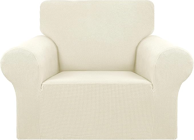 KEKUOU Stretch Chair Sofa Slipcover, Single Couch Cover,Beige | 1-Piece Washable Sofa Cover,Pet Friendly (31"-55") Furniture Protector Soft Jacquard Elastic Bottom for Dogs & Kids by KEKUOU