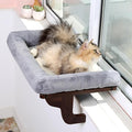 Zakkart Cat Perch for Window Sill with Bolster - Orthopedic Hammock Design with Premium Hardwood & Robust Metal Frame - Cat Window Seat for Large Cats and Kittens - Dark Stained Wood Gray Bed, 24''W by Zakkart