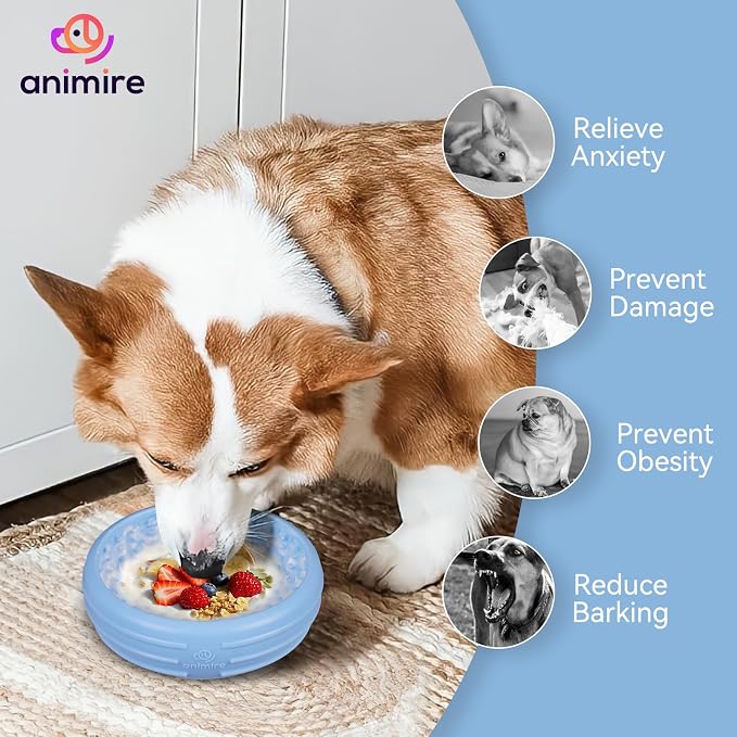 Dog Lick Bowl, Animire Freeze Lick Mat for Dogs, Non-Slip Slow Feeder Licking Bowl Enrichment Treat for Distraction Anxiety Relief, Food Grade Silicone, Dishwasher Safe(Baby Blue,L) - Image 8