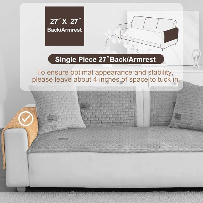 Washable Velvet Dog Couch Cover, Plush Pet Sofa Furniture Protector for 2-3 Cushion Couch, Non-Slip Washable Cover for Dogs(1PC/27.6"x27.6",Khaki) - Image 2