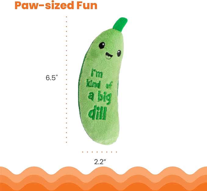 Catstages Crunchy Pickle Kicker Chew Cat Toy, Catnip & Dental Mesh, 6.5" | Crinkle Sounds, Long Plush Body for Bunny Kicking, Helps Keep Teeth Clean & Massages Gums, Indoor Enrichment, Cats & Kittens - Image 6