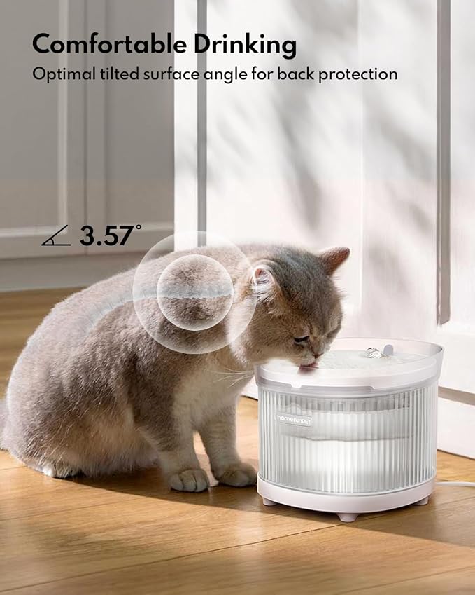 Homerunpet Cat Water Fountain with Wireless Pump, Ultra Quiet Pet Fountain | BPA-Free, Detachable Design Easy to Clean Pet Water Fountain Indoor, Filter Included, 2L/68oz - Image 5