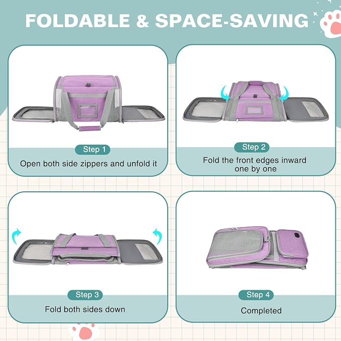 Cat Carrier Airline Approved Privacy Portable Top Load Pet Travel Bag | Soft Sided Pet Carriers for Small Cats Dogs Puppy up to 16 Lbs,Collapsible,Zipper Lock,Luggage Sleeve,2 Storage,Washable - Image 8