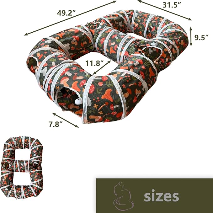 8-Shaped Cat Tunnel Toy Interactive Foldable Playhouse Maze Toys for Cats, Kittens, Rabbits & Small Pets with Playing Balls Collapsible Play Tube for Indoor Fun & Exercise (Brown) - Image 2