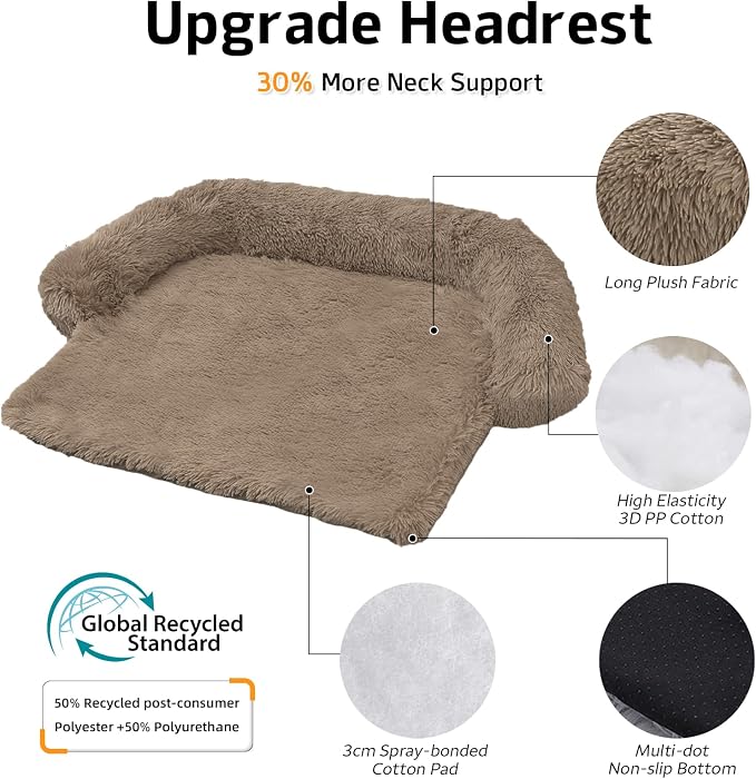 GGIB Calming Dog Bed Fluffy Plush Dog Mat for Furniture Protector with Removable Washable Cover for Large Medium Small Dogs and Cats (Extra Extra Large, Camel) - Image 2