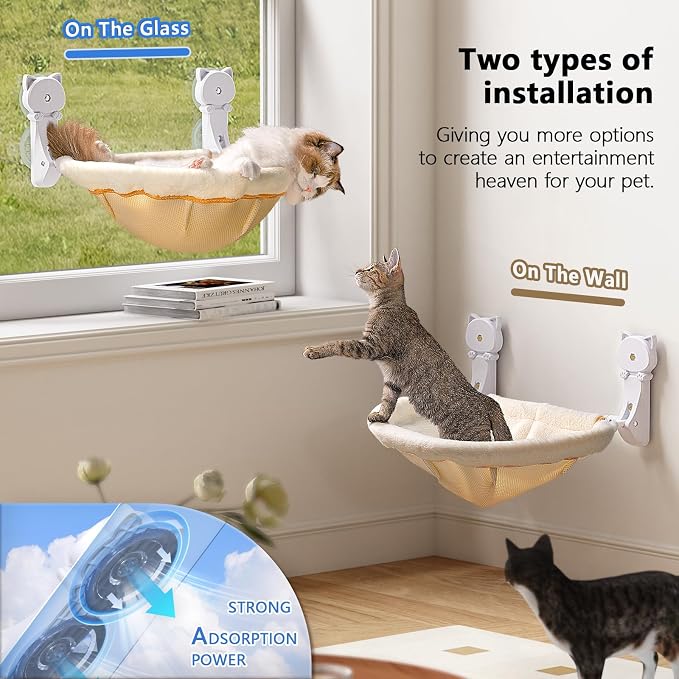 Cat Window Perch Cordless, Foldable & Stable Cat Beds- Breathable Cat Window Hammock for Overlooking, Sunbathing and Climbing - Maximum Hold Up to 40lb - Image 3