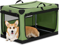 PETSFIT 30" Soft Portable Dog Crate – Patented Spiral Sturdy Frame, Collapsible Travel Kennel for Medium Dogs, 3 Mesh Door, Lockable Zippers, Indoor & Car Use Green by Petsfit