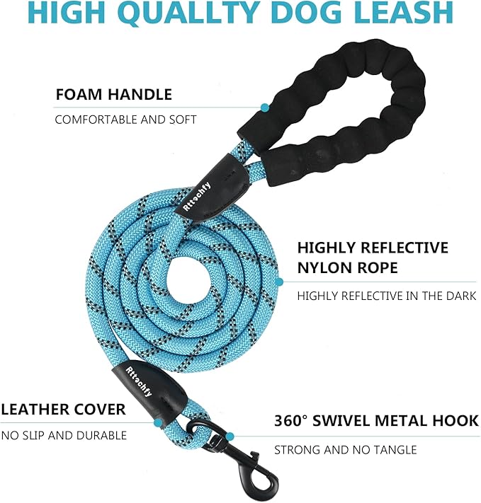 Rttochfy Rope Dog Leash 2/4/5/6/8/10 FT with Comfortable Padded Handle and Highly Reflective Threads for Small Medium and Large Dogs Heavy Duty (1/2"-4 FT, Orange) - Image 2