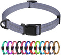 TagME Small Dog Collar, Reflective Puppy Collar, Gray, 5/8" Width | Lightweight, nylon collar for puppies and small dogs, adjustable length, 12 color choices, reflective for evening walks by TagME