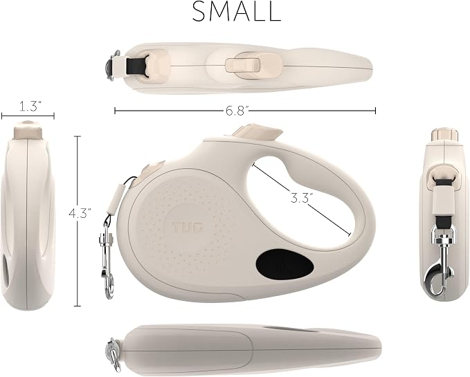 TUG Oval 360° Tangle-Free Retractable Dog Leash with Integrated Waste Bag Dispenser (Small, Cream) - Image 7