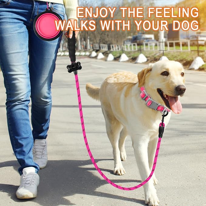 BARKBAY Dog Leashes for Large Dogs Heavy Duty Dog Leash 4/5/6 FT with Comfortable Padded Handle and Highly Reflective Threads for Medium Large Dogs Walking Training Running (5FT-1/2'',Fushcia) - Image 7