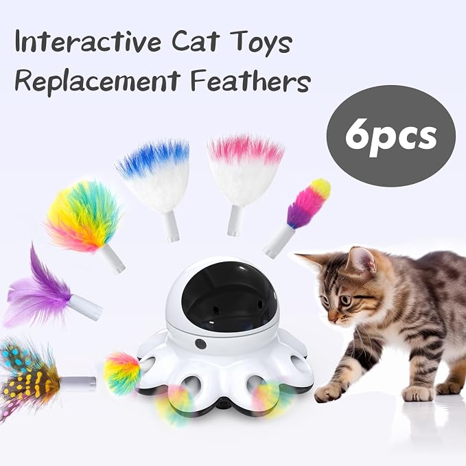 ORSDA 6Pcs Feathers Replacement and Soft Furry Accessories ONLY Fits Cat Toys, Interactive Toys for Indoor Cats-NOT fits for Other Brand Toys - Image 3