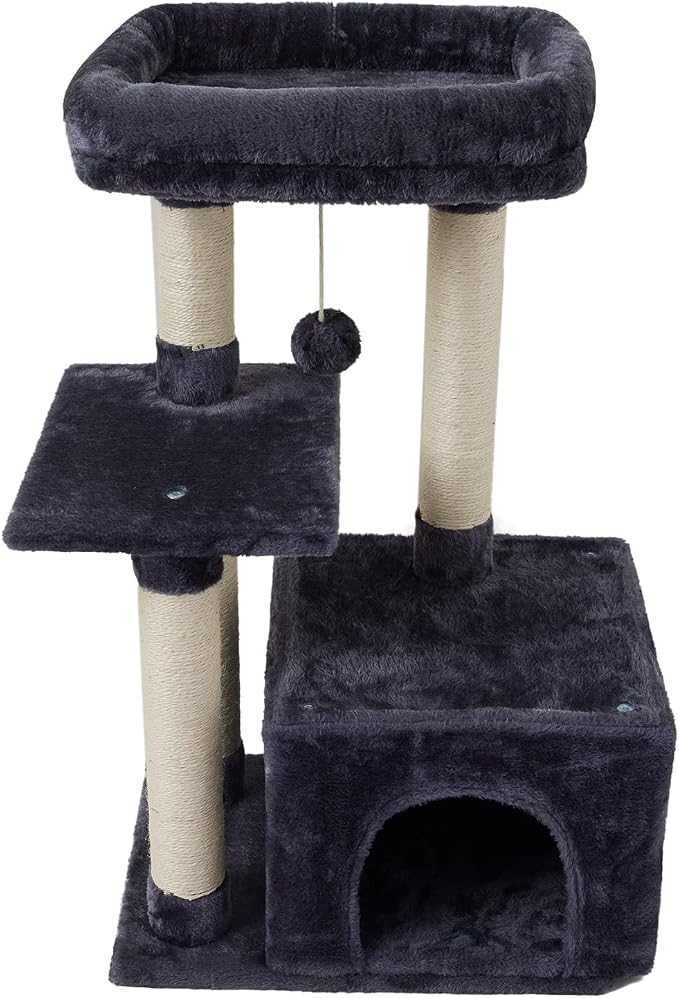 Cute Cat Tree Kitten Cat Tower Condo Cat Furniture Sisal Scratching Posts D | FISH&NAP For Indoor Jump Platform Activity Center Play House Dark Gray by FISHNAPthemeaningisthatcatliketoeatfishandhaveanaphopeyourbabylikeit