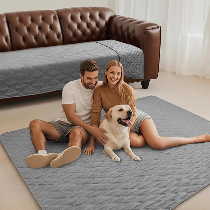 Luciphia Waterproof Couch Cover for Dogs, Non-Slip Pet Sofa Protector | Non-slip waterproof couch cover scratch-resistant machine washable protects sofa bed from spills fur, Light Grey, 82" x 120" - Image 8