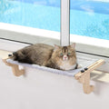 Zakkart Easy Seat Cat Perch for Window Sill - Hammock Design w/Pine Wood & Robust Metal Frame - Cat Window Seat for Large Cats and Kittens (Natural Color Wood w/Gray Bed, Medium (23''W x 14''D)) by Zakkart