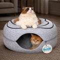 Peekaboo Cat Cave Donut - Cat Tunnel Bed for Indoor Cats – Cute Patterns Hideaway for Multiple & Large Cats, Scratch-Resistant (Light Gray) by MEOWFIA