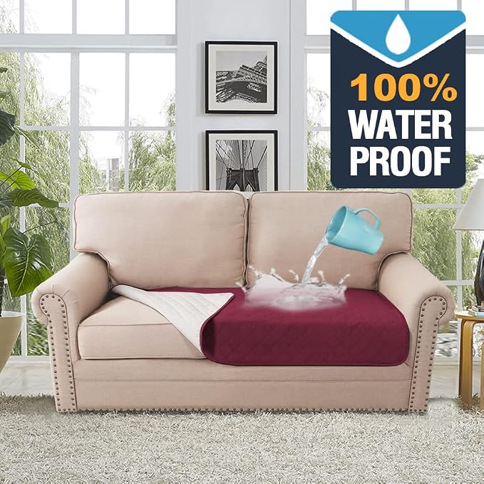 H.VERSAILTEX Couch Cover for Dogs Washable 100% Waterproof Sofa Cushion Cover Dog Bed Cover Non-Slip Pet Blanket for Sofa Cushion Protector, 35" x 62", Burgundy - Image 3