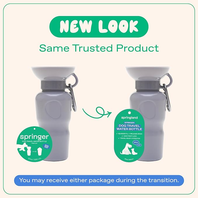 Springer Dog Water Bottle | Portable Travel Drinking Feeder Dispenser for Dogs & Puppies | As Seen on Shark Tank | Leak-Proof Bowl | BPA-Free | Outdoor Walking, Hiking & Travel | 22oz Gray - Image 9