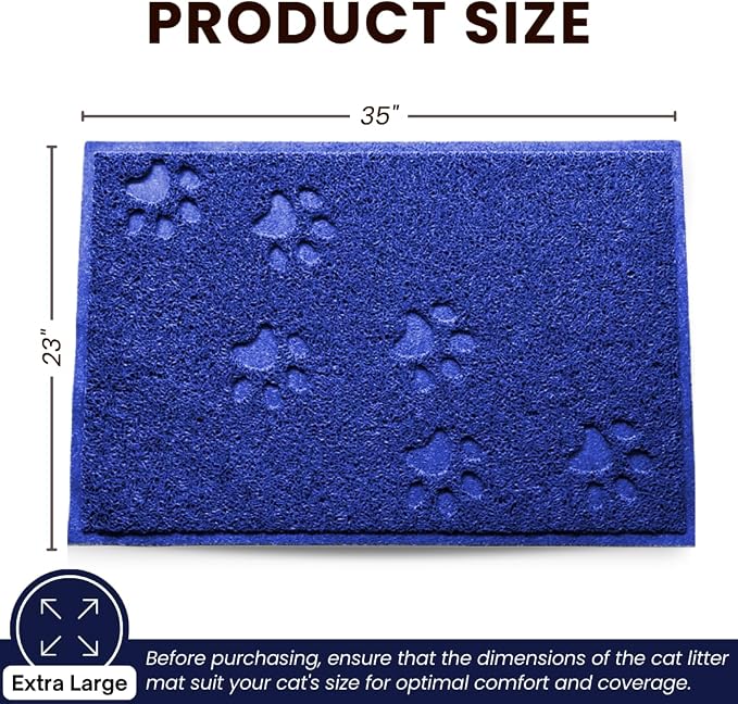 Andalus Extra Large Cat Litter Mat, Pack of 1 - Waterproof, Non-Slip & Easy to Clean Cat Litter Box Mat for Extra Efficient Pet Litter-Trapping, Blue (35” X 23”) - Image 3