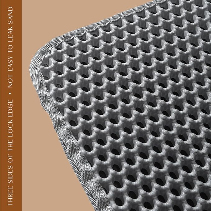 Honeycomb Double Layer Cat Litter Mat, Gray, 36 x 24 Inch, 1 Pack | Soft EVA Material, Non-Slip Backing, Urine & Water Resistant, Scatter Control, Washable & Durable, Ideal for Indoor Cats - Image 7
