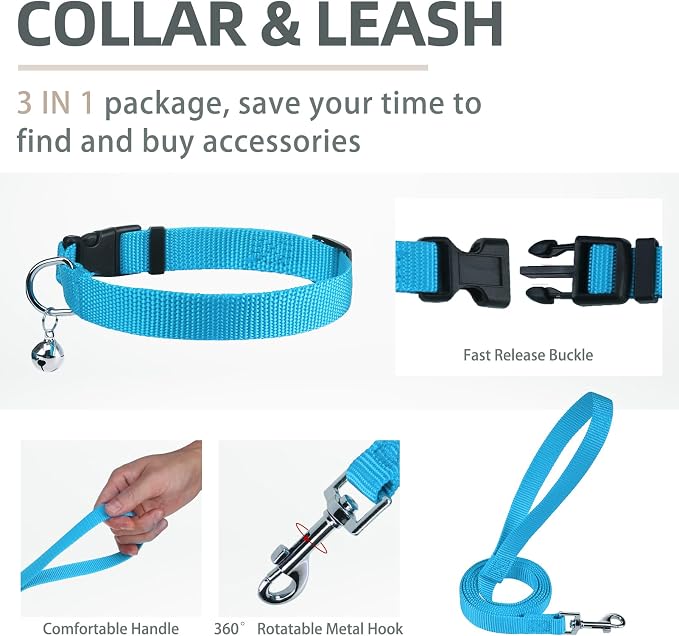 PUPTECK Dog Harness, Collar and Leash Set No Pull for Small Medium Sized | Soft Mesh Puppy Step-in Escape Proof Reflective No Choke Pet Cat Adjustable Walking Vest - Image 4