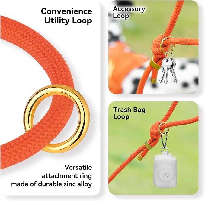 5FT Dog Leash Puppy Cat Rope Lead for Small Medium Large Dogs | Orange, with Anti-tangle Swivel Clip, Traffic Non-slip Grip Handle for Extra Control, Ideal for Daily Walks and Training - Image 6