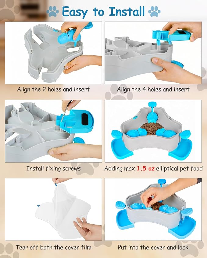 Dog Puzzle Toy, 3-in-1 Interactive Dog Puzzle Toys Press-Type Dog Treat Dispenser Toy Dog Enrichment Toy No-Slip Dog Slow Feeder Interactive Brain Training Toy for Smart Dog Cat, Blue - Image 6