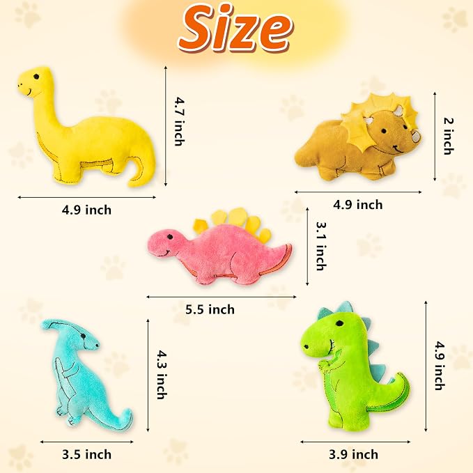MALLMALL6 5Pcs Dinosaur Catnip Toys for Cat, Indoor Cat Chew Bite Kick Catmint Pet Supplies for Kitten Lover Gifts, Interactive Pet Toy with Cute Expression - Image 2
