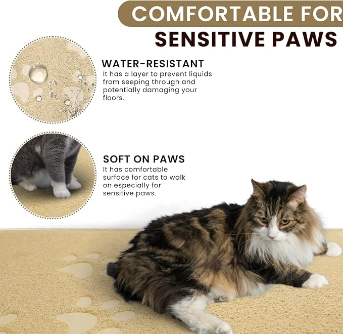 Andalus Medium Cat Litter Mat, Pack of 2 - Waterproof, Non-Slip & Easy to Clean Cat Litter Box Mat for Extra Efficient Pet Litter-Trapping, Beige (23.5” X 15.75”) - Image 5