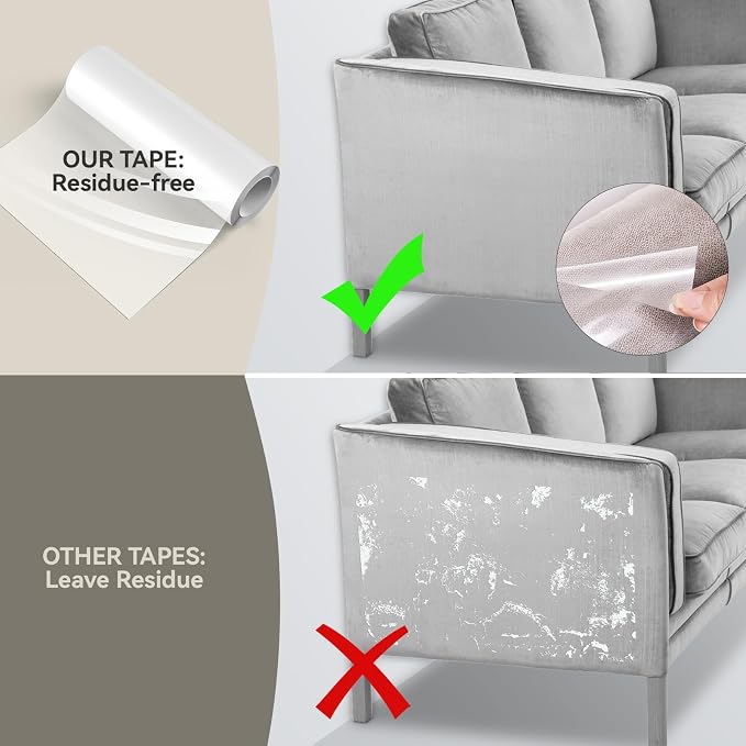 Anti Cat Scratch Furniture Protector (11.8" x 118") Single Sided | Thicken Vinyl Transparent Cat Anti Scratch Tape Flexible Couch Protector from Cat Claw Sticky Paws for Sofa, Door, Wall, Bed - Image 5