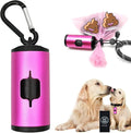 YUCHIYA Aluminum Dog Poop Bags Holder with Carabiner Metal Pet Waste Bags Dispenser with Hook and Loop Fastener and Elastic Cord to Carry Used Bags (Pink, 1 Holder 15 Bags) by YUCHIYA