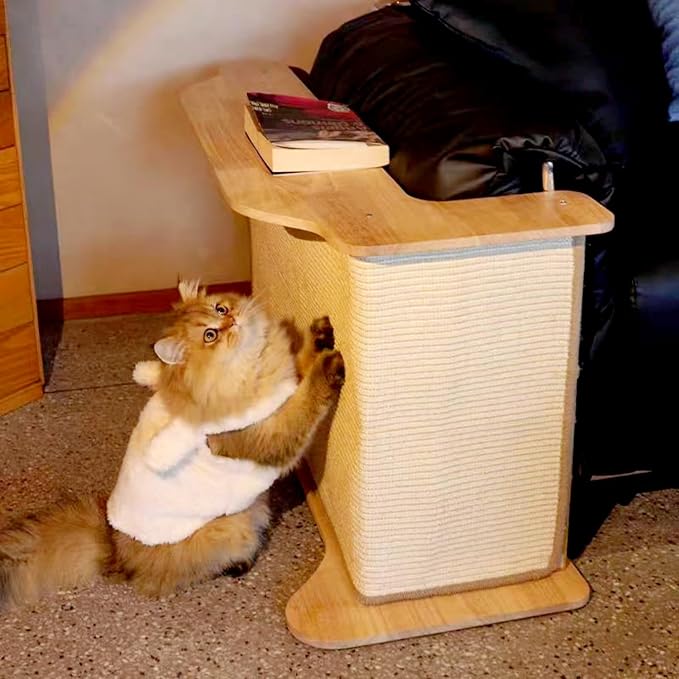 SHENGOCASE L Shaped Sofa Couch Corner Cat Scratching Post, Sisal Scratch Pad Mat, Armrest Protector with Replaceable Sisal Scratcher End Table - Image 5