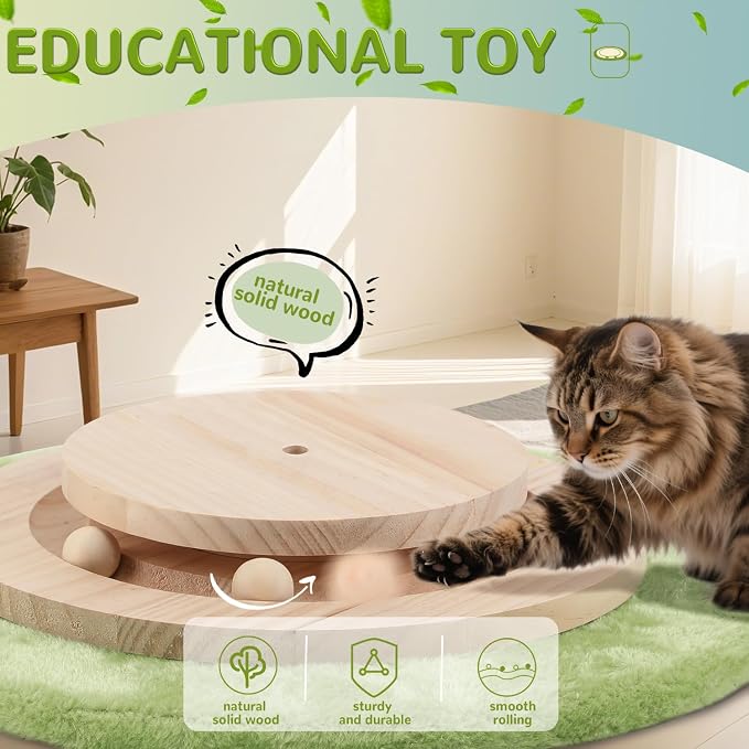 45'' Extra Tall Cat Scratching Post for Large,Heavy Duty Scratcher Tree | 3.5'' Natural Sisal,Wood Base,Climbing Pole Full Body Stretching,Artificial Flower,Stable Tower,Interactive Toy,Self Groomer - Image 3