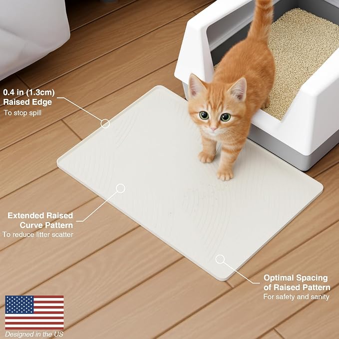 Cat Litter Box Mat - SM Small Medium Size 24 x 17 in, Water Proof, Kitty Litter Trapping Mat, Easy to Clean, Scatter Control, Odorless, Pet Supplies for Indoor Cats, Warm Beige - Image 8