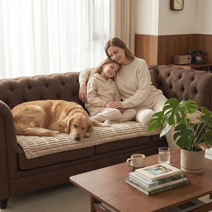 Fixwal Waterproof Flannel Dog Couch Cover, 27.6" x 47", Coffee | Integrated TPU Barrier, Non-Slip Backing, Machine Washable, Pet Friendly, Easy Clean Pet Hair, Soft Sofa Cushion Protector - Image 9