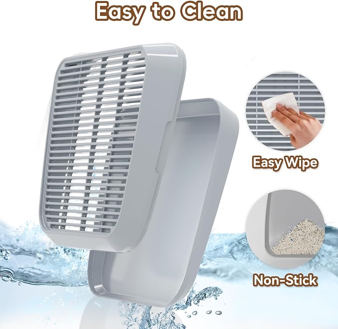 Elevated Litter Box Ramp/Steps for Kittens & Old Cats,Washable Litter Catcher Stairs for Automatic Cat Litter Box,Anti-Tracking Cat Litter Mat Pedal with Filter,Easy to Clean (Light Grey) - Image 5