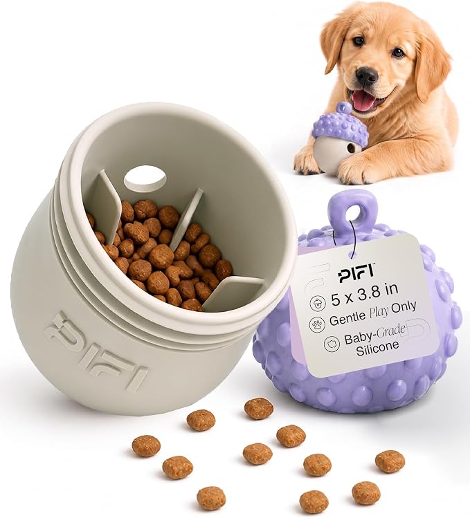 PiFi Silicone Dog Treat Dispenser & Puzzle Feeder for Medium Dogs, 5x3.8 in | Slow Feeder, BPA-Free Silicone for Wet, Dry & Frozen Treats, Twist-Apart Easy Clean by PiFi